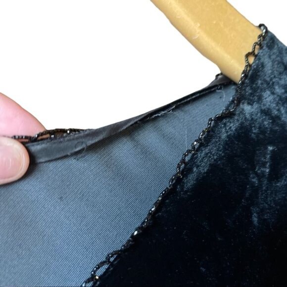 NWT 90’s Vintage $495 DKNY Bergdorf Goodman Black Velvet Beaded Gown Silk Blend - Picture 8 of 13